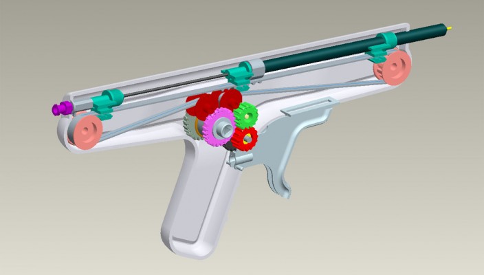 CAD render of the internal gears of the cook evolution gun