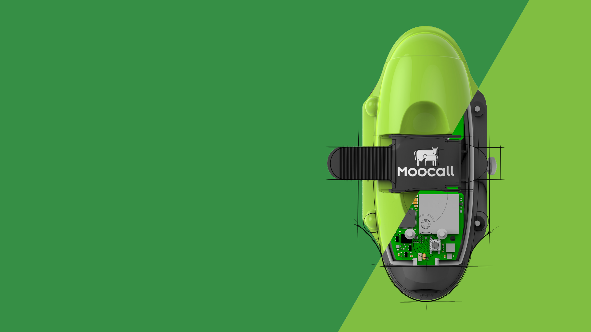 Moocall Device with split showing internals